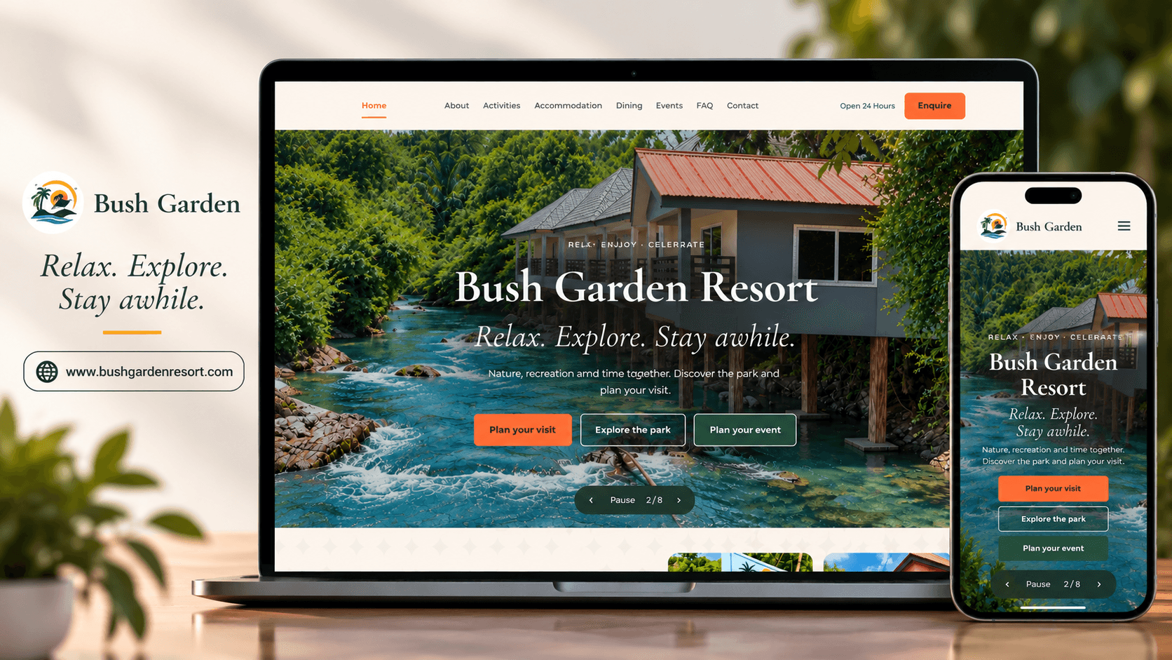 Swimming pool and gardens at Bush Garden Resort